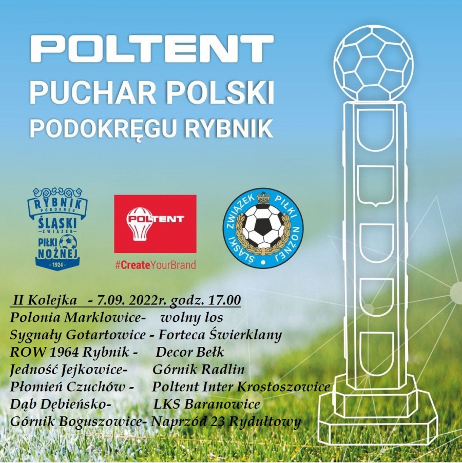 Pary II kolejki Poltent Puchar Polski Podokręgu Rybnik